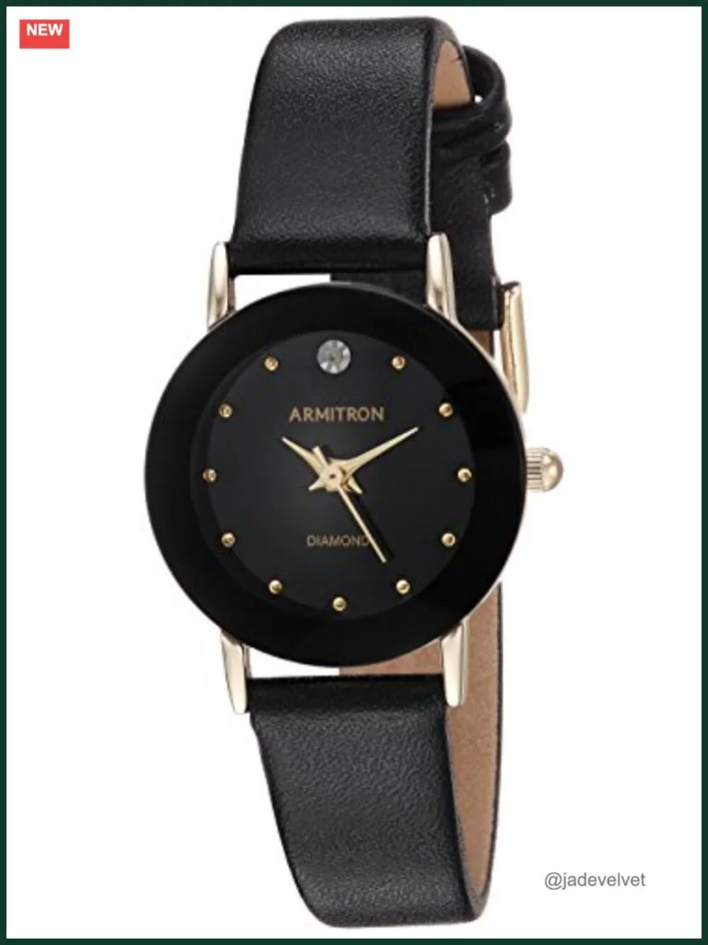 Women's Diamond-Accented Leather Strap Watch Quartz
